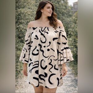 Chic Me Off-Shoulder Ruffle Sleeve Dress XXL